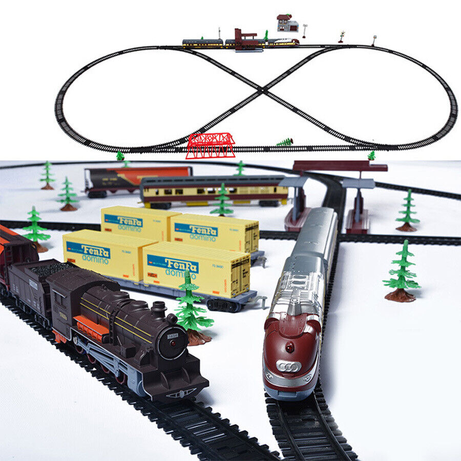 Ride On Cars: Electric Large Classic Train Set Rail Track Carriages Kids Vehicle Toy Gift