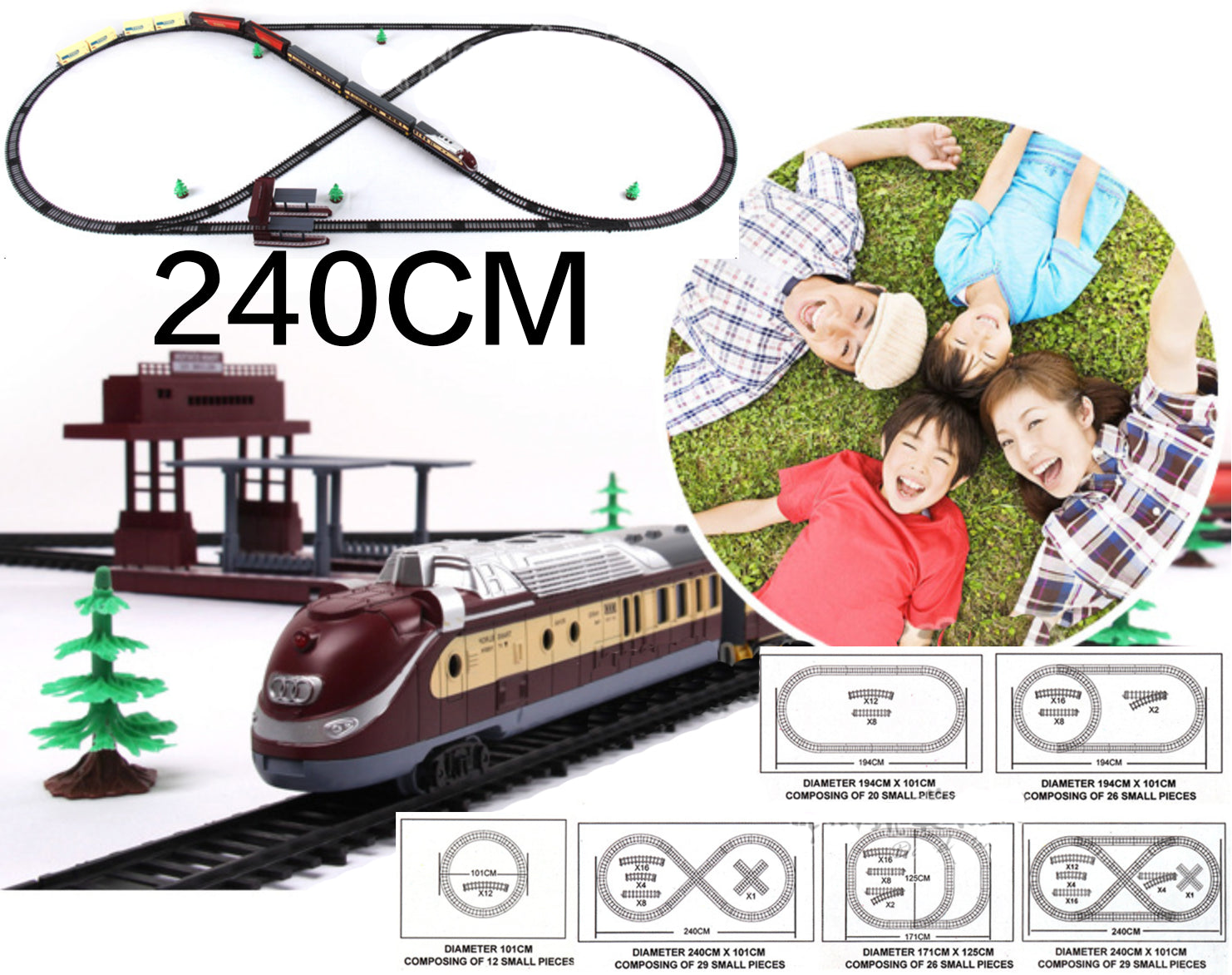 Ride On Cars: Electric Large Classic Train Set Rail Track Carriages Kids Vehicle Toy Gift