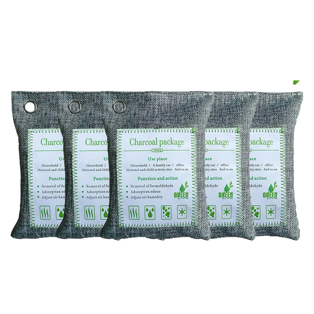 Deodorants & Anti-Perspirants: 5PCS Air Purifying Bags Activated Bamboo Charcoal Freshener for Car Home Shoes 200g