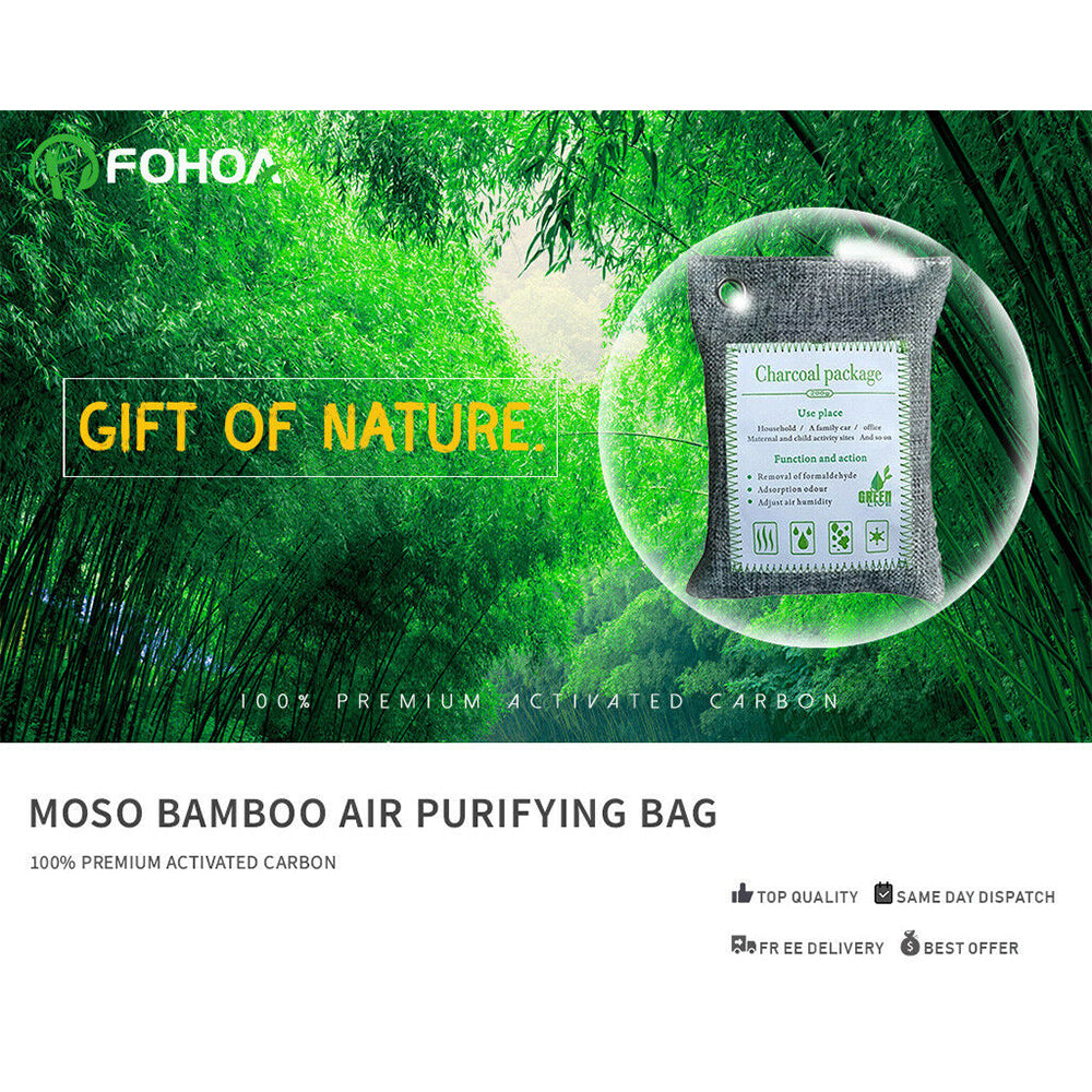 Deodorants & Anti-Perspirants: 5PCS Air Purifying Bags Activated Bamboo Charcoal Freshener for Car Home Shoes 200g