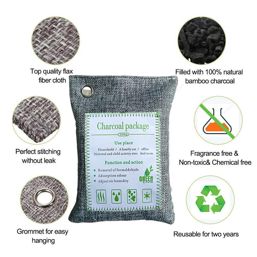 Deodorants & Anti-Perspirants: 20PCS Air Purifying Bags Activated Bamboo Charcoal Freshener for Car Home Shoes 200g
