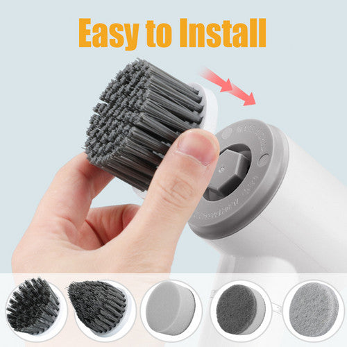 Laundry Cleaning Supplies: 6in1 Electric Spin Scrubber Cordless Rechargeable Cleaning Brush with 6 Head Kit