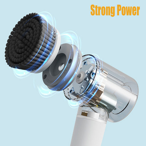 Laundry Cleaning Supplies: 6in1 Electric Spin Scrubber Cordless Rechargeable Cleaning Brush with 6 Head Kit