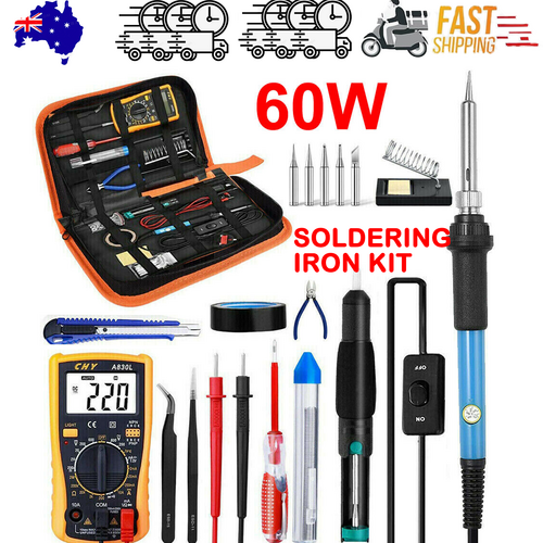 Welding Guns & Plasma Cutters: 60W Soldering Iron Kit Welding Solder Station Wire Desoldering Pump Multimeter