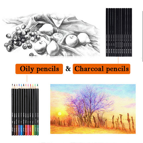 Art & Drawing Toys: 72pcs Professional Drawing Artist Kit Set Pencils and Sketch Charcoal Art Tools