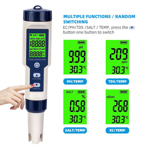 Camping Appliances: Set 7 In 1 and 5 in 1 PH Meter TDS/EC/Salt/Temp Water Quality Monitor Tester Pen