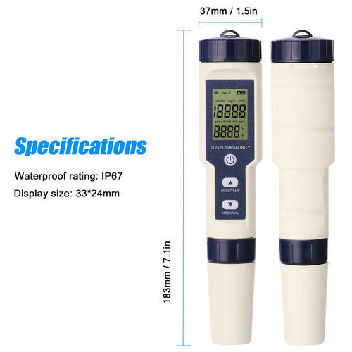 Camping Appliances: Set 7 In 1 and 5 in 1 PH Meter TDS/EC/Salt/Temp Water Quality Monitor Tester Pen