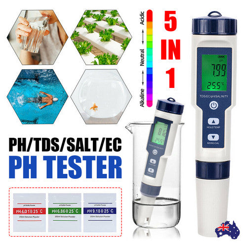 Camping Appliances: Set 7 In 1 and 5 in 1 PH Meter TDS/EC/Salt/Temp Water Quality Monitor Tester Pen