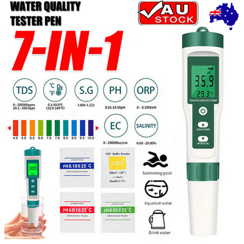 Camping Appliances: Set 7 In 1 and 5 in 1 PH Meter TDS/EC/Salt/Temp Water Quality Monitor Tester Pen