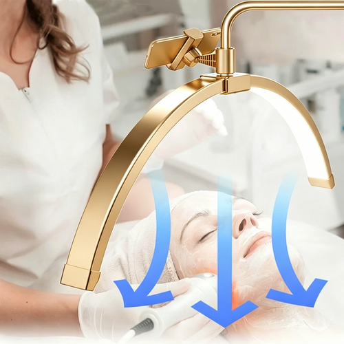 Half Moon Floor Fill Lamp for Salon Tattoo Eyelash Makeup Beauty LED Lash Light Gold