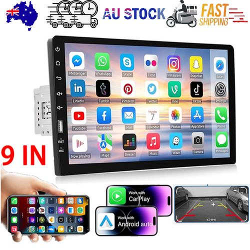 Automotive Gauges: 9" Car Radio 2 DIN GPS FM RDS WIFI w/ Rear Camera For Android Auto IOS CarPlay