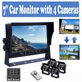 Automotive Gauges: Wireless 4-Channel Split 7" Screen Monitor w/4 Reversing Camera Kit for Truck Trailer Bus