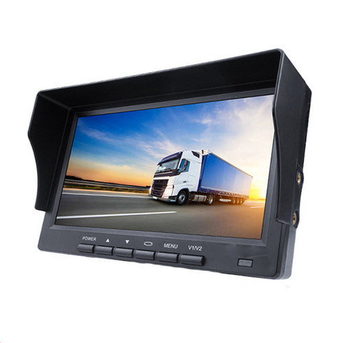 Wireless 4-Channel Split 7" Screen Monitor w/4 Reversing Camera Kit for Truck Trailer Bus