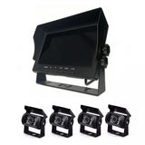 Automotive Gauges: Wireless 4-Channel Split 7" Screen Monitor w/4 Reversing Camera Kit for Truck Trailer Bus