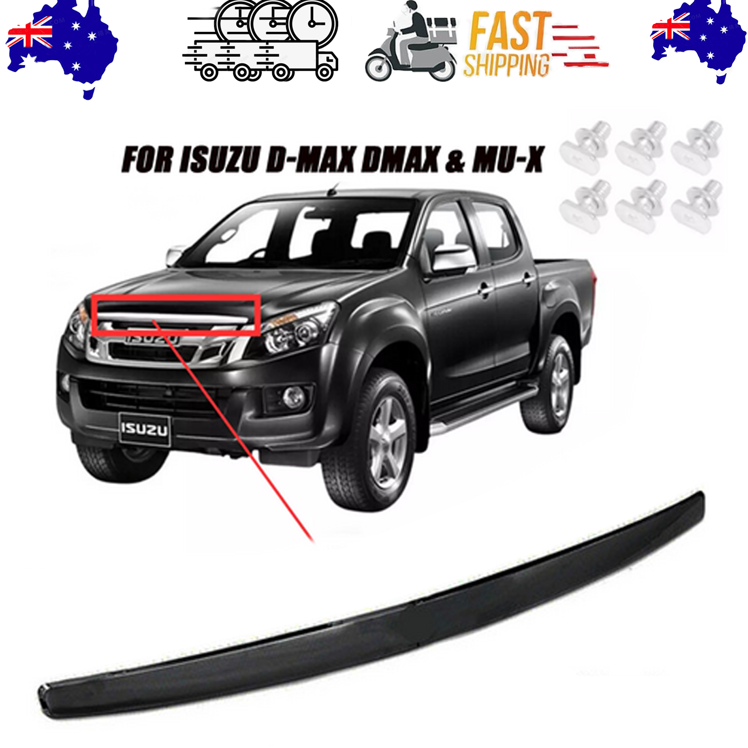 Automotive Decor: Black Car Chrome Front Bonnet Hood Trim Line For ISUZU D-Max Dmax & MU-X