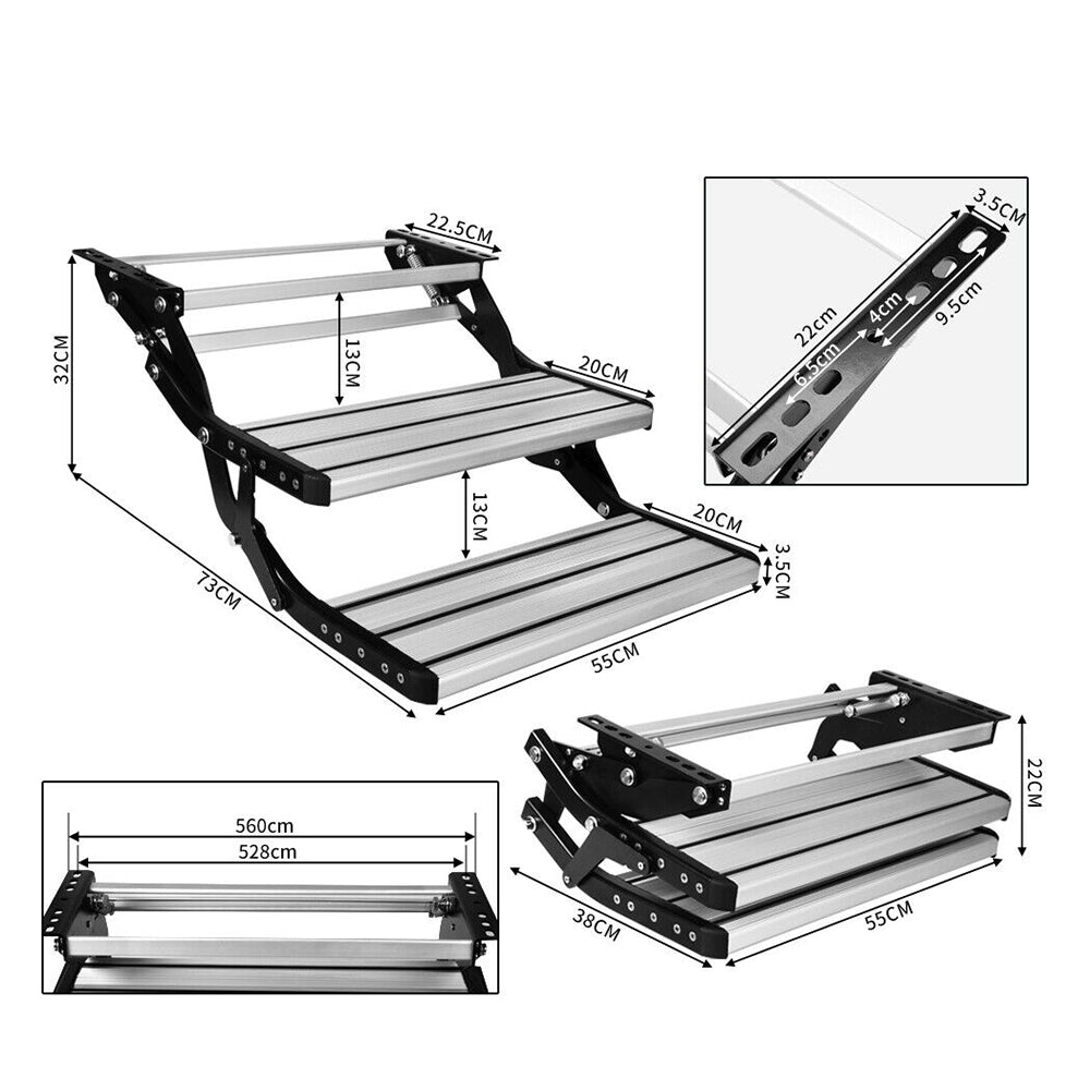 Caravan Accessories: Aluminium Double Caravan Step Pull Out Folding Steps For Road RV Camper Trailer