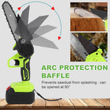 6" Mini Cordless Electric Chainsaw 2X Battery Powered Wood Cutter Rechargeable
