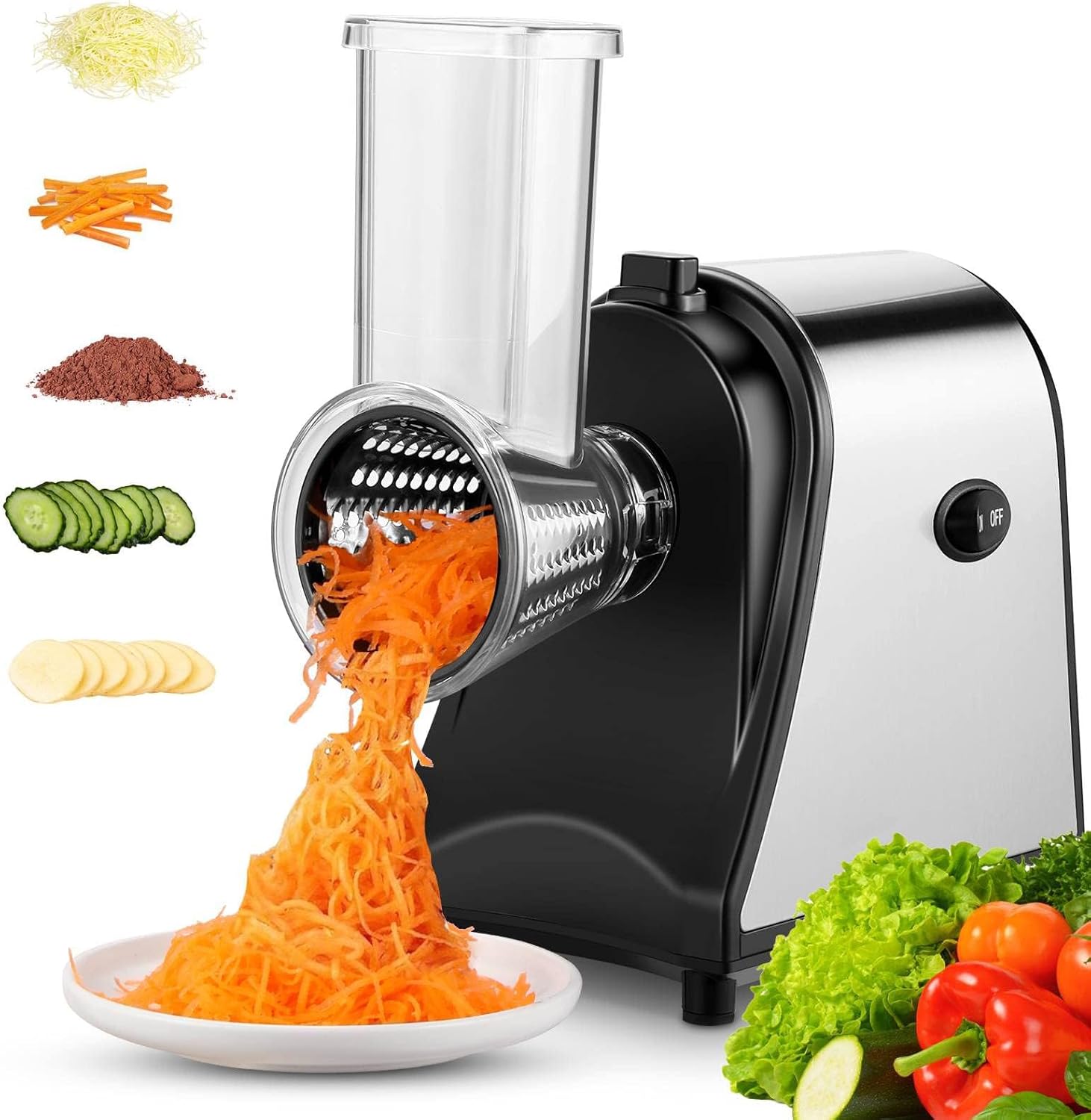 Kitchen Utensils: Electric Grater Vegetable Food Rotary Drum Grater Chopper Slicer