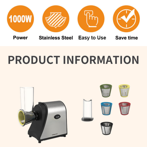 Kitchen Utensils: Electric Grater Vegetable Food Rotary Drum Grater Chopper Slicer