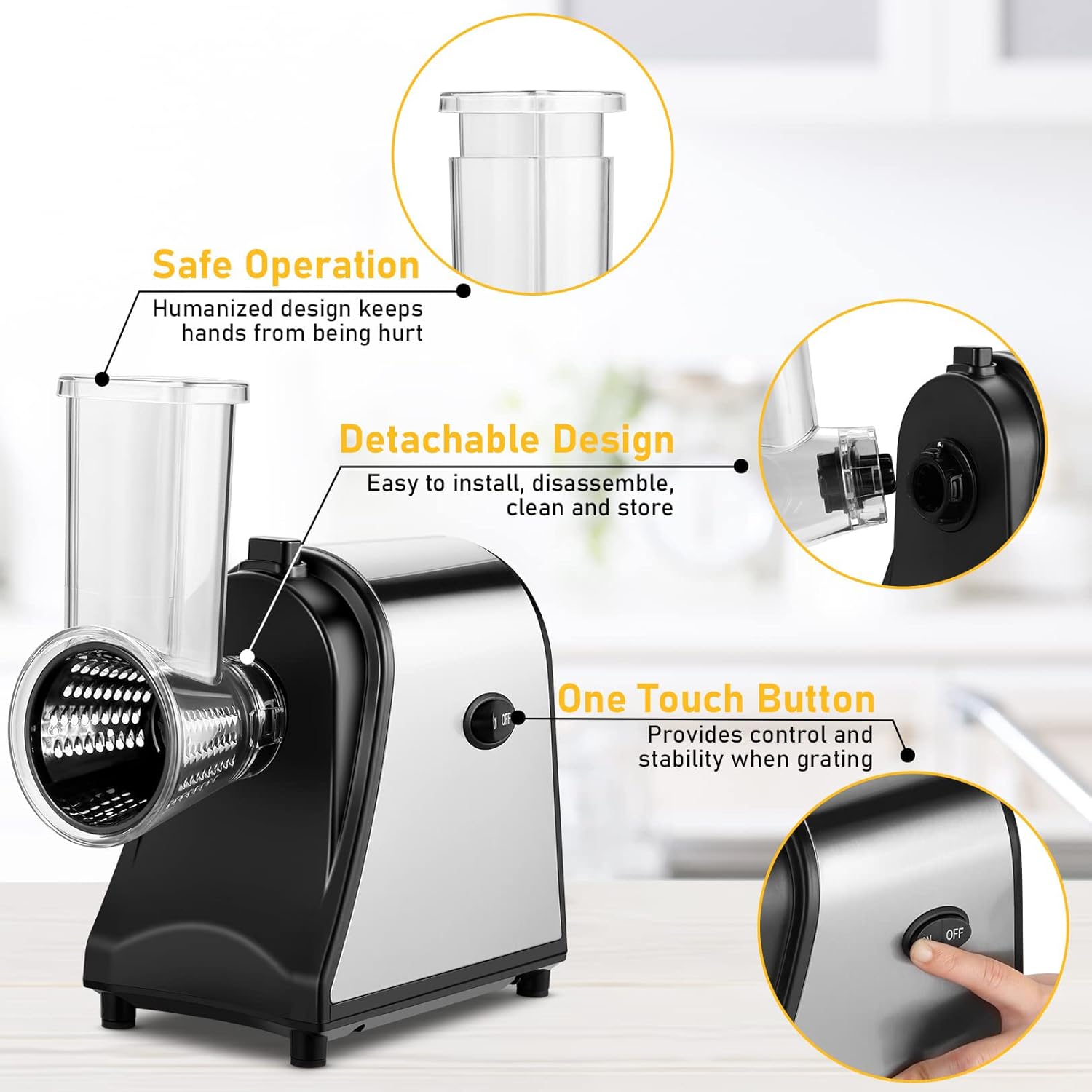 Kitchen Utensils: Electric Grater Vegetable Food Rotary Drum Grater Chopper Slicer