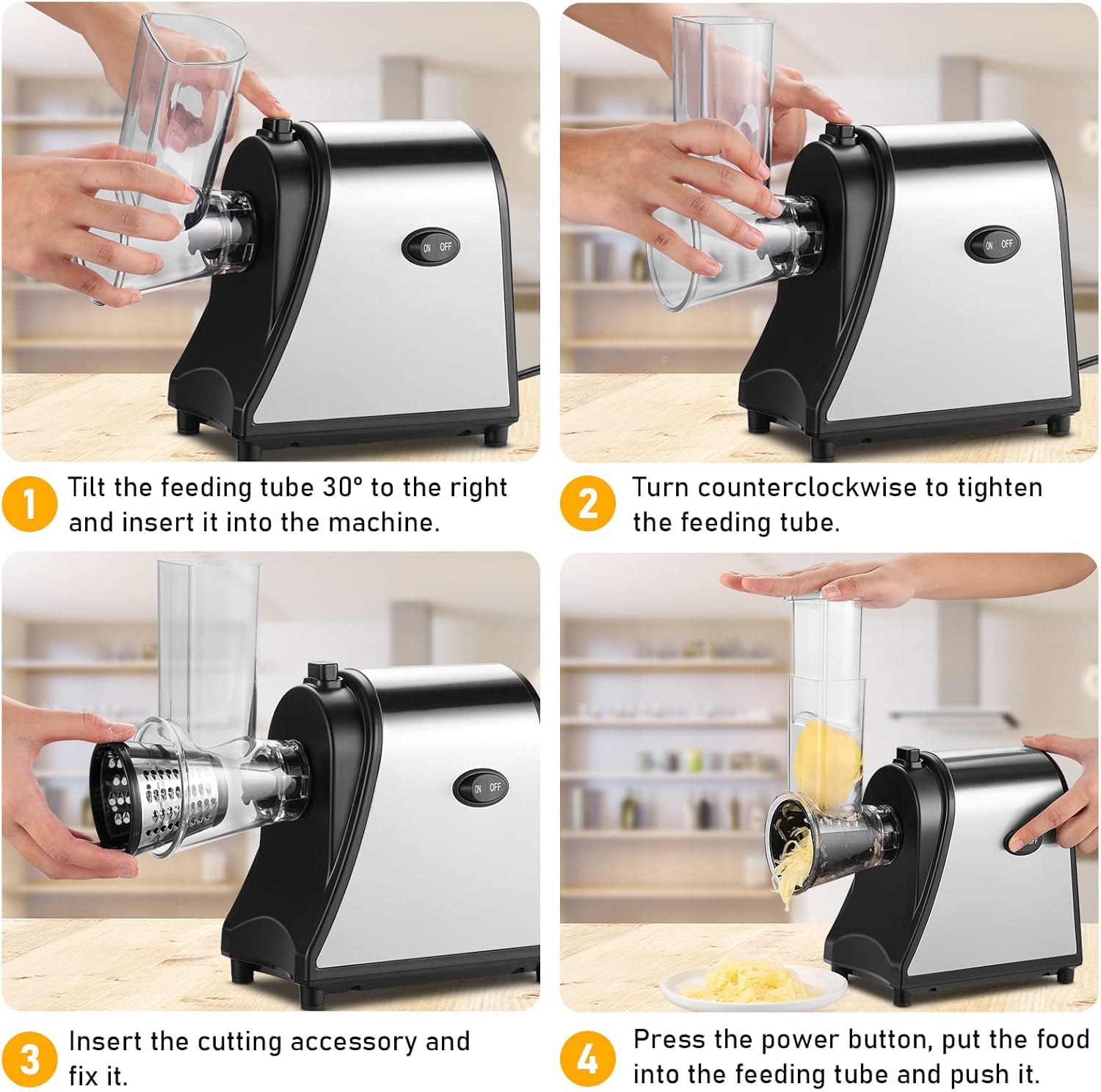 Kitchen Utensils: Electric Grater Vegetable Food Rotary Drum Grater Chopper Slicer