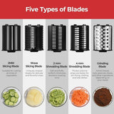 MAX 1200W Electric Cheese Grater Salad Maker With 5 Different Shapes of Blades AU