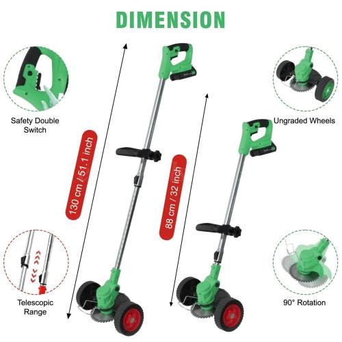 Green Whipper Snipper Mower Cordless Grass Trimmer Lawn Cutter Battery Brushcutter