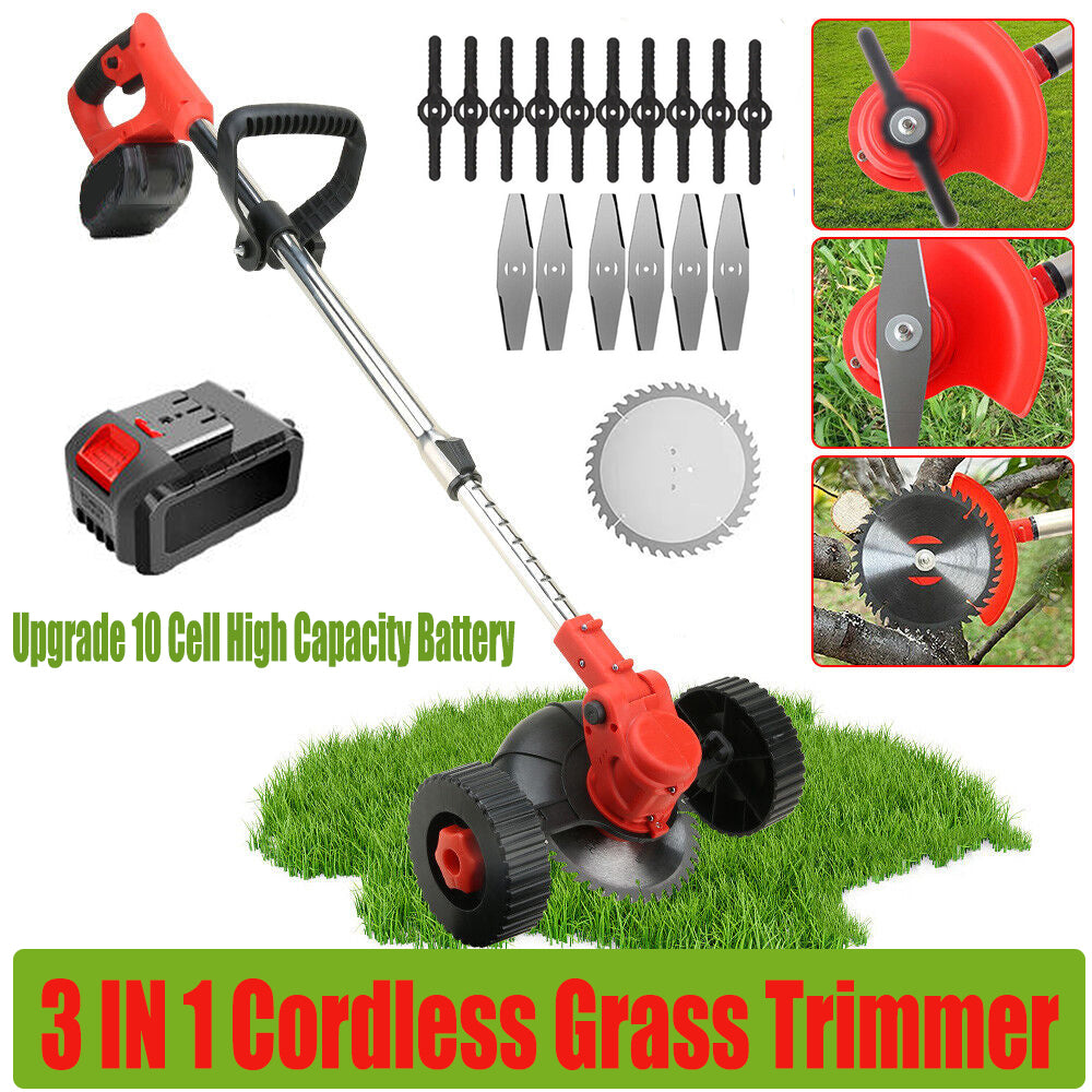 Gardening Tools: 3in1 Cordless Grass Trimmer Grass Lawn Brush Cutter Whipper Snipper with 2 Battery