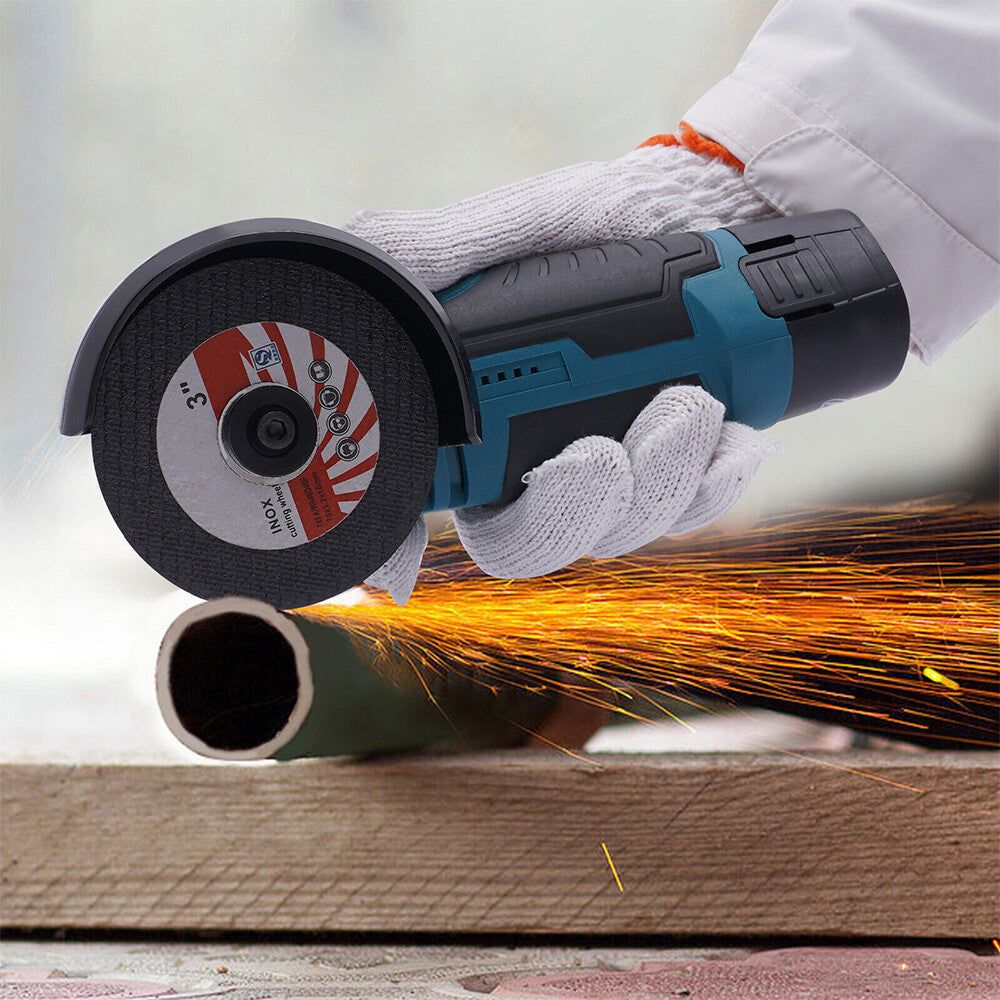 Sanding Accessories: 800W Mini Cordless Brushless Angle Grinder Cutting Tool W/ 2x Battery & Charger