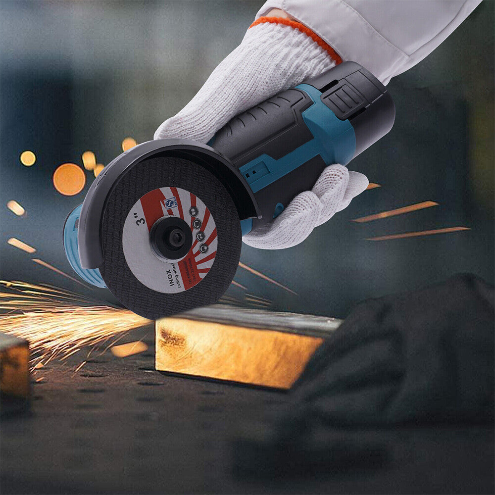 Sanding Accessories: 800W Mini Cordless Brushless Angle Grinder Cutting Tool W/ 2x Battery & Charger