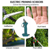 Gardening Tools: Cordless Electric Pruning Shears Secateur Rechargeable Branch Cutter W/ 2 Battery