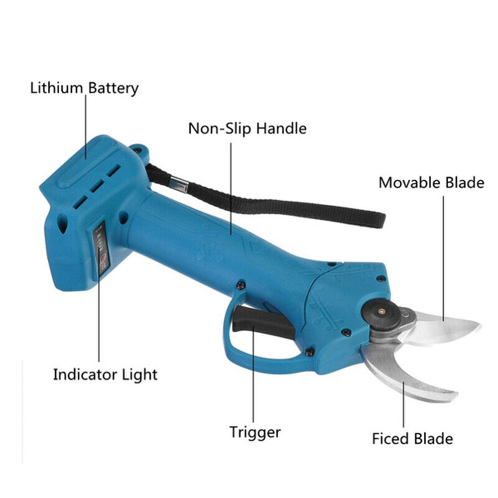 Gardening Tools: Cordless Electric Pruning Shears Secateur Rechargeable Branch Cutter W/ 2 Battery