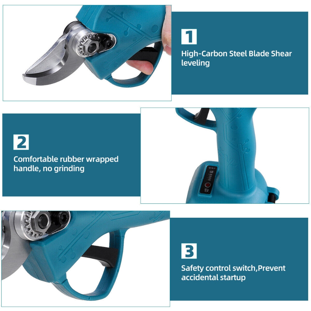 Gardening Tools: Cordless Electric Pruning Shears Secateur Rechargeable Branch Cutter W/ 2 Battery