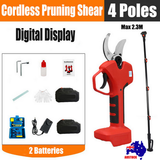 Gardening Tools: Cordless Brushless 4 Pole Pruning Shear Secateur With 2 Batteries Bush Cutter RED