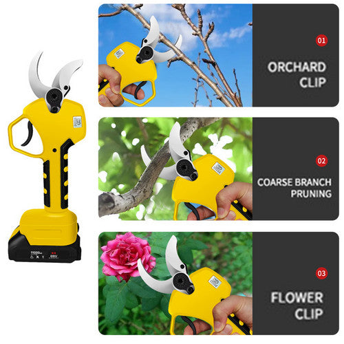 Gardening Tools: Cordless Brushless 4 Pole Pruning Shear Secateur Bush Cutter yellow