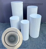 Other Wedding Decorations: 5x Metal Wedding Plinths Cylinder Pedestal Stand Ripple Cake Dessert Display