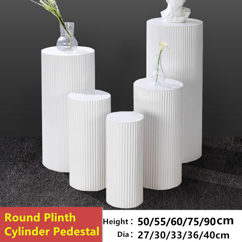 Other Wedding Decorations: 5x Metal Wedding Plinths Cylinder Pedestal Stand Ripple Cake Dessert Display