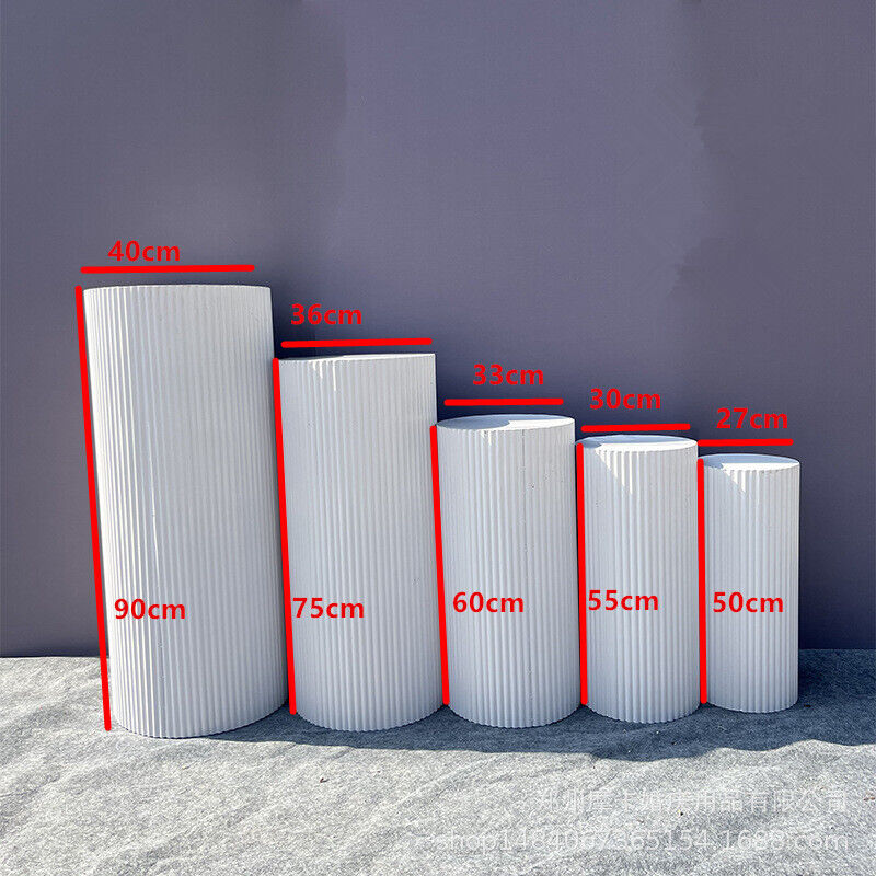 Other Wedding Decorations: 5x Metal Wedding Plinths Cylinder Pedestal Stand Ripple Cake Dessert Display