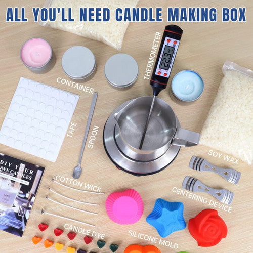 Candle Accessories: DIY Candle Making Kit 1KG Wax Bean Electric Wax Melter Pouring Pot Thermometer