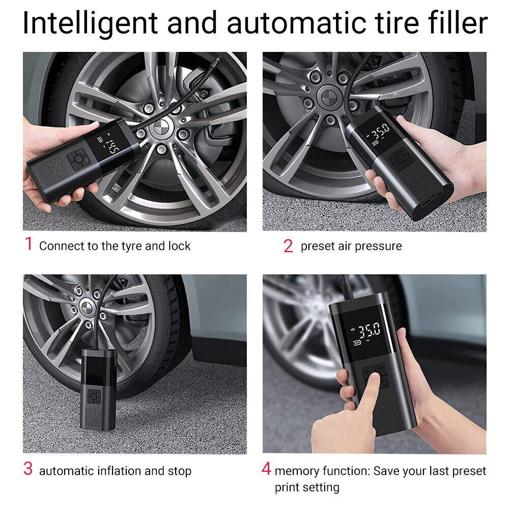 Outdoor Decorations & Lights: 6000mAh Car Tyre Inflator 12V Air Compressor Electric Pump Cordless USB Charging
