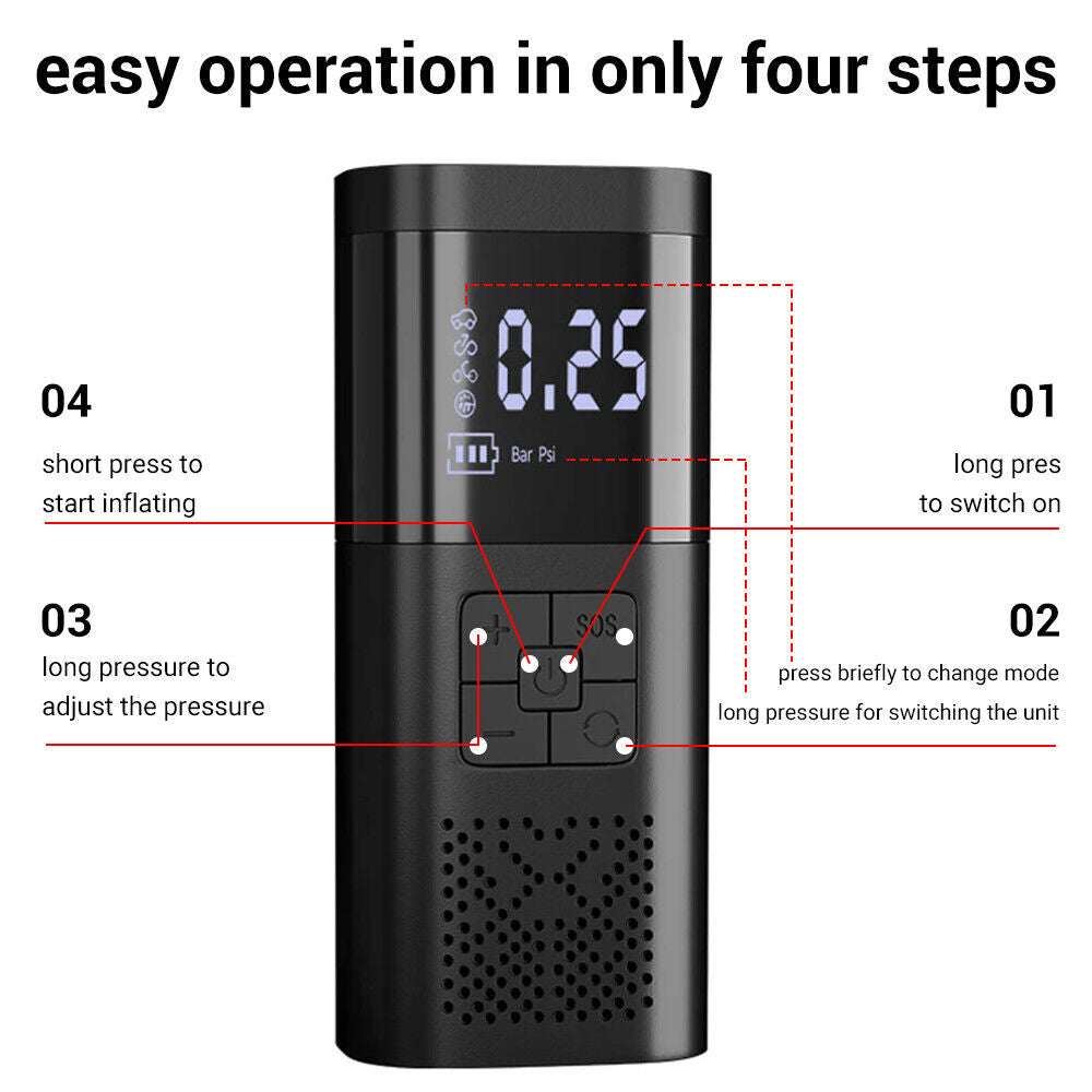 Outdoor Decorations & Lights: 6000mAh Car Tyre Inflator 12V Air Compressor Electric Pump Cordless USB Charging