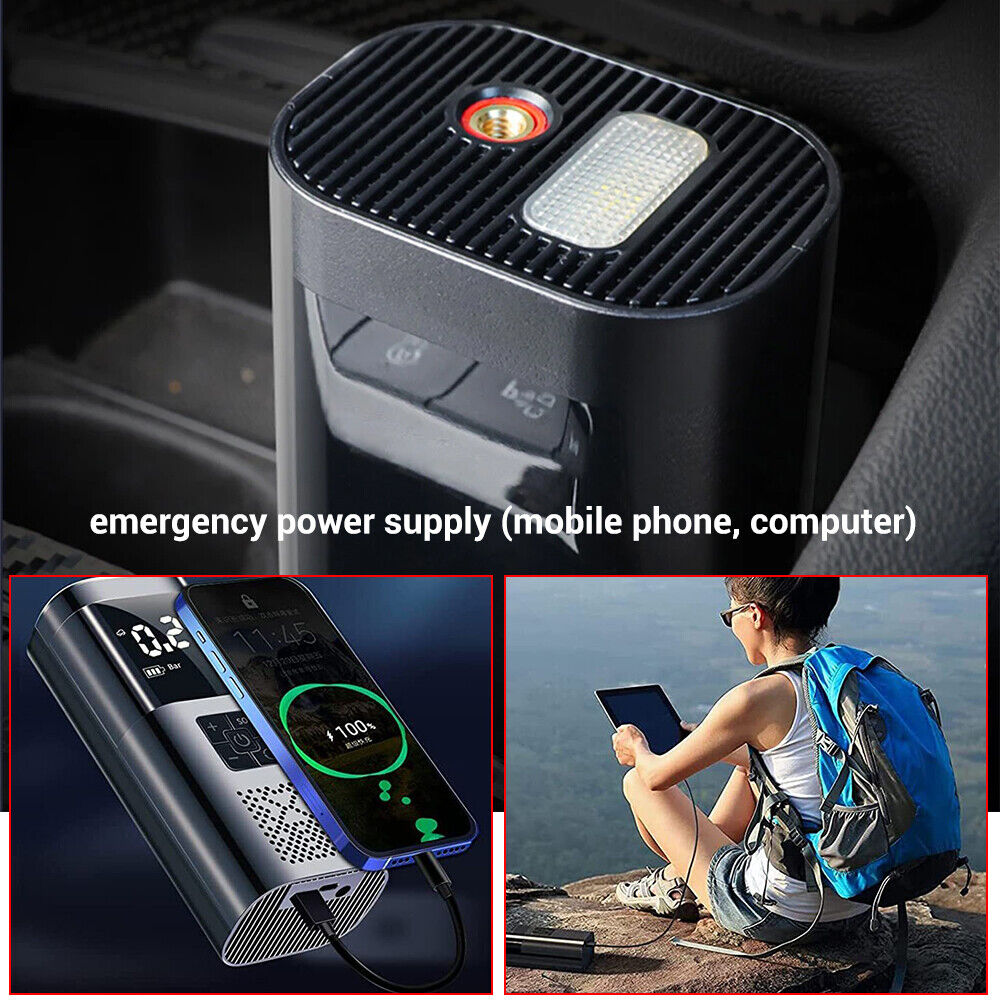 Outdoor Decorations & Lights: 6000mAh Car Tyre Inflator 12V Air Compressor Electric Pump Cordless USB Charging