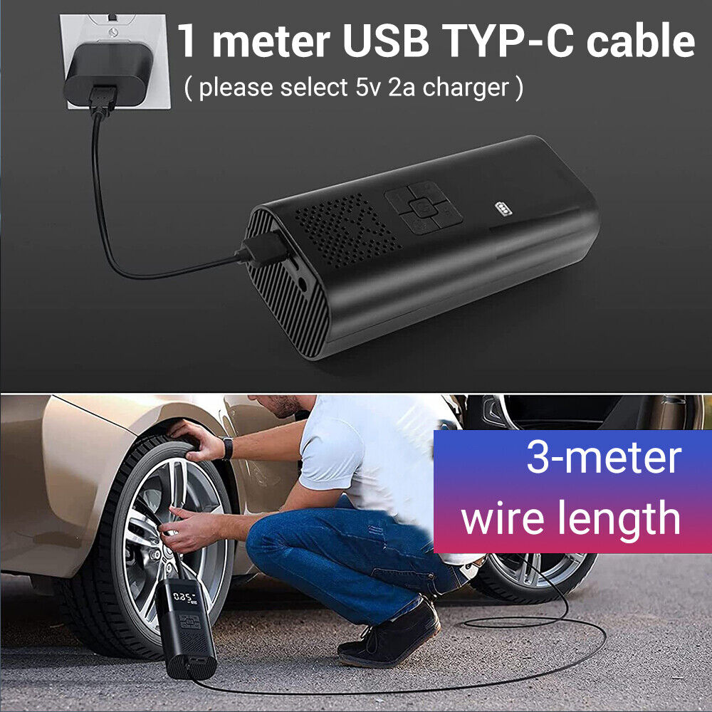 Outdoor Decorations & Lights: 6000mAh Car Tyre Inflator 12V Air Compressor Electric Pump Cordless USB Charging