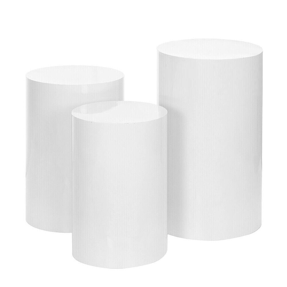 Other Wedding Decorations: 3pcs Round Plinth Cylinder Pedestal Stand Wedding Decor Cake Flower Display