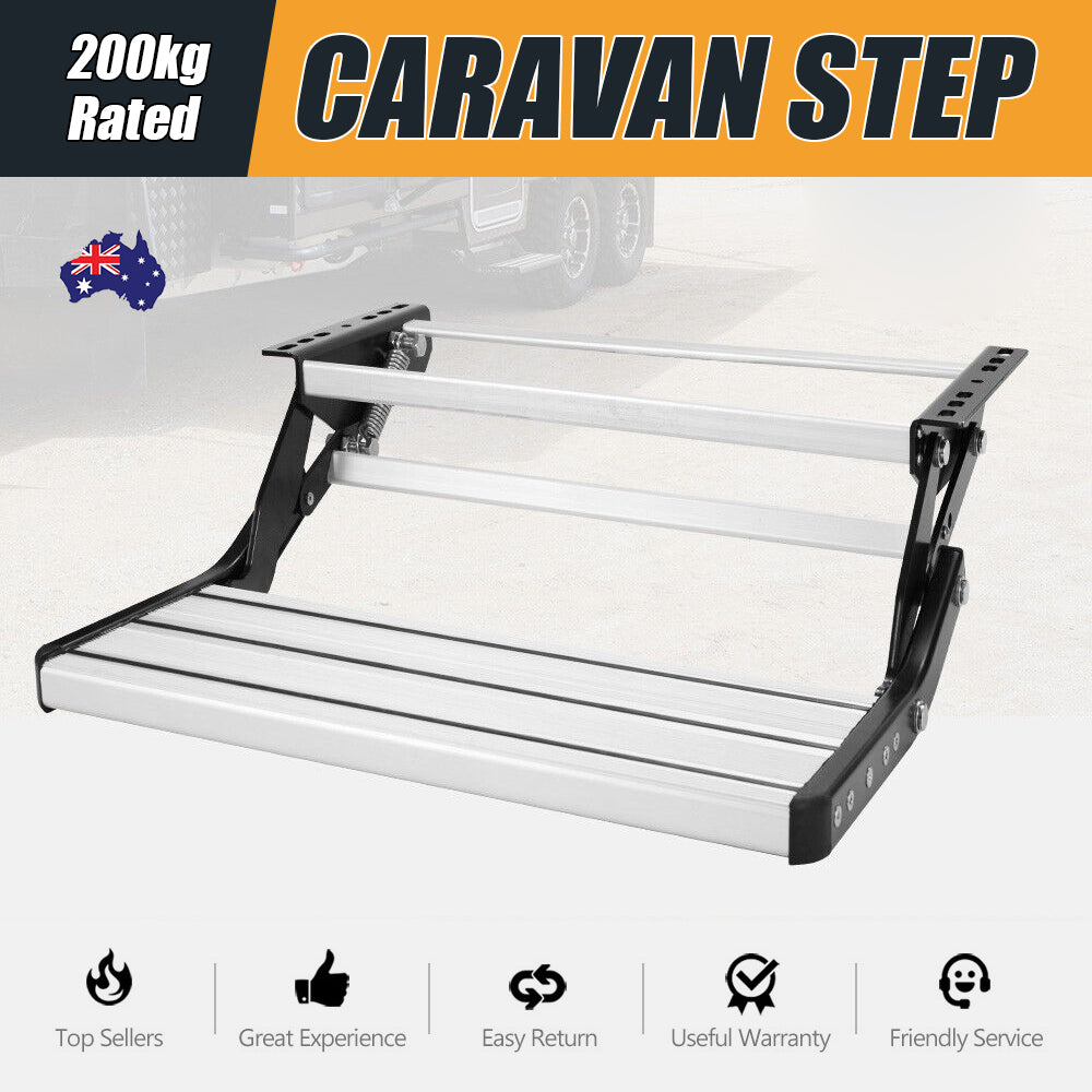 Caravan Accessories: 200KG Heavy Duty Caravan Step Folding Pull Out Portable RV Camper Trailer Tools
