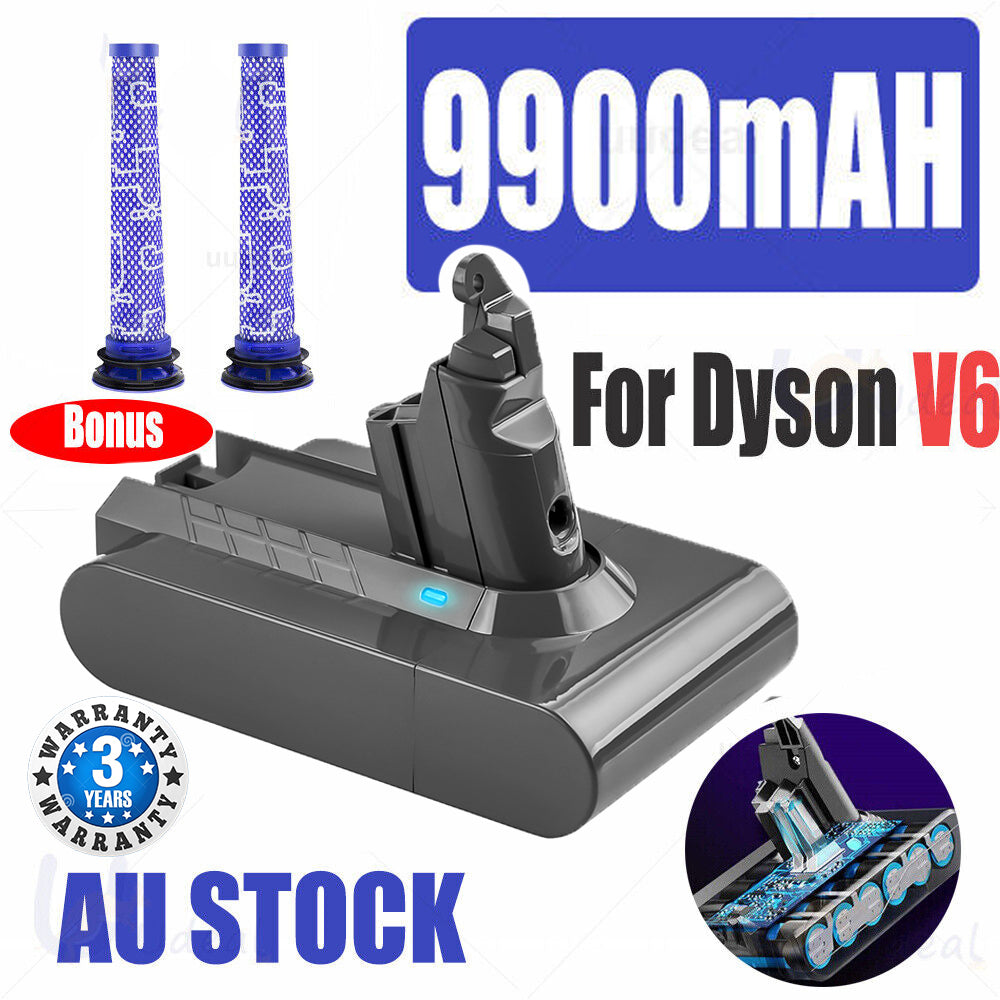 Vacuum Cleaner Accessories: 9900MAH For Dyson V6 Battery SV03 SV04 SV09 DC58 DC59 DC61 DC62 DC74 v6 Animal