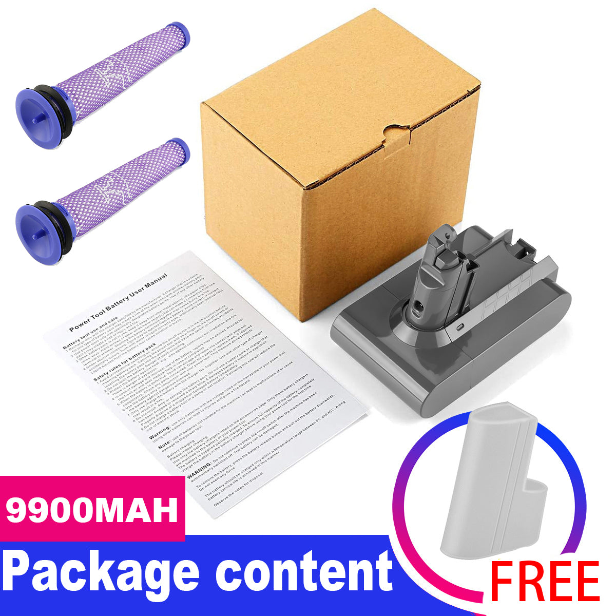 Vacuum Cleaner Accessories: 9900MAH For Dyson V6 Battery SV03 SV04 SV09 DC58 DC59 DC61 DC62 DC74 v6 Animal