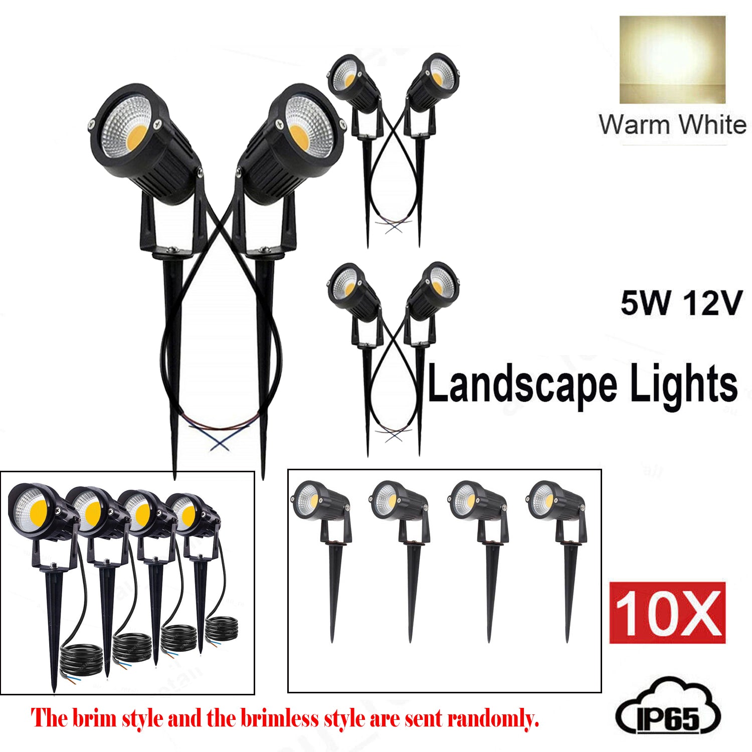 In-Ground Lights: 10PCS LED Spotlights Landscape Warm light Lamp Waterproof Outdoor Garden Yard 12V