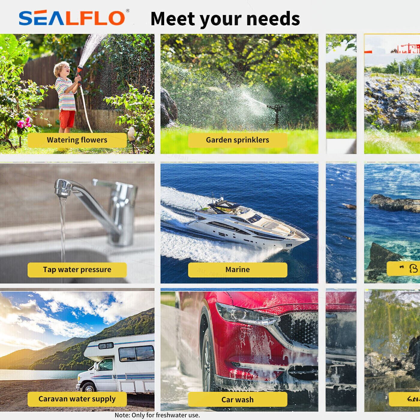 Sewage Pumps: 12V SEALFLO Water Pump High Pressure Self-priming rv Camping Boat 55PSI 11.3L/M