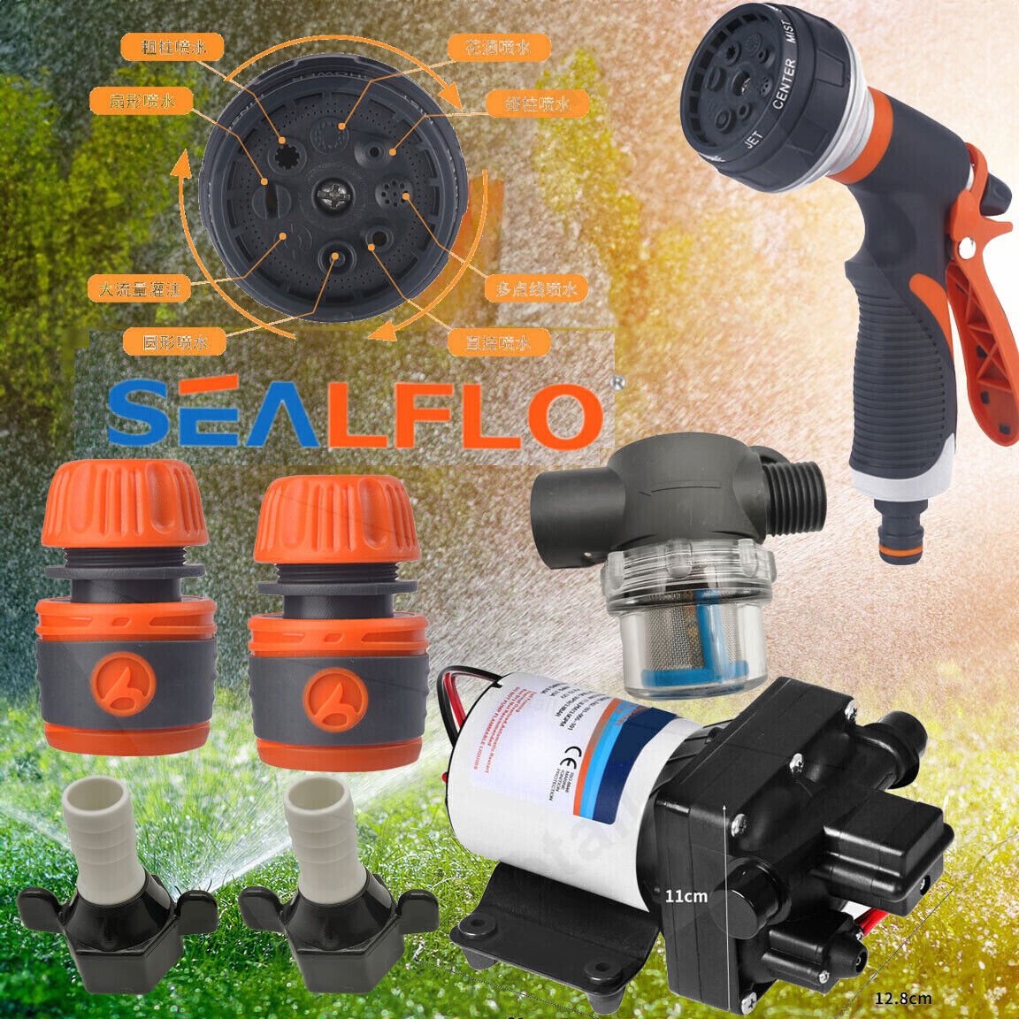 Sewage Pumps: 12V SEALFLO Water Pump High Pressure Self-priming rv Camping Boat 55PSI 11.3L/M
